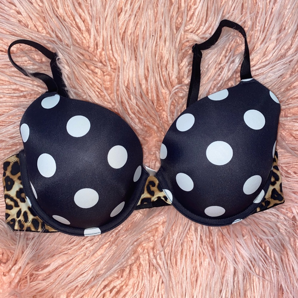 VS PINK Lightly Lined T-Shirt Bra Leopard / Dots